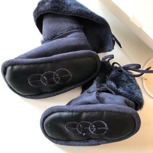 Egg by Susan Lazar Navy Fluffy backed Booties